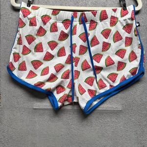 Andrew Christian Men's Watermelon‎ Print Shorts White Blue Trim Summer Large